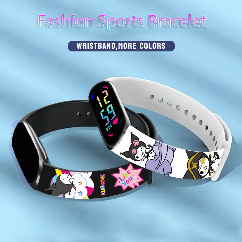 Relojes MINISO Kuromi para niñas, pulsera deportiva para niños, pulsera táctil, reloj Digital resistente al agua para niños, reloj para mujer, reloj montre