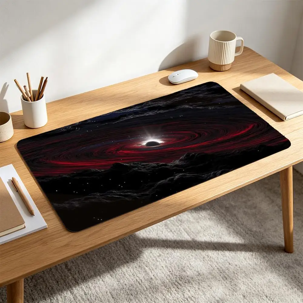 Space Nebula Black Hole Mouse Pad XXL Cosmic Art Desk Mat Non-slip Stitched Edge Gaming Mouse Mat For PC Office Card Game Gift
