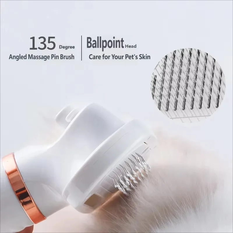 1 Piece Customization Support Pet Hair Grooming Comb Brush Massage Automatic Rechargeable Battery Simple Design Self Cleaning - view 5