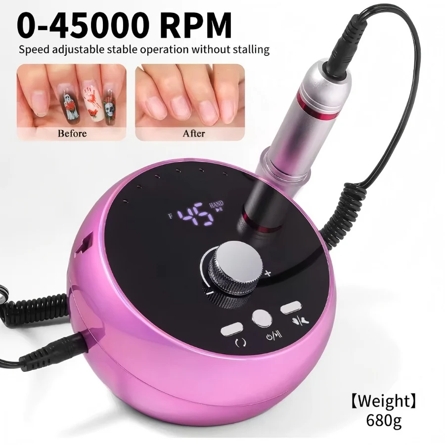 プロ用ネイルマシン 45000RPM 電動ネイルドリル ホワイト ピンク パープル ネイルサンダー ジェル キューティクルリムーバー