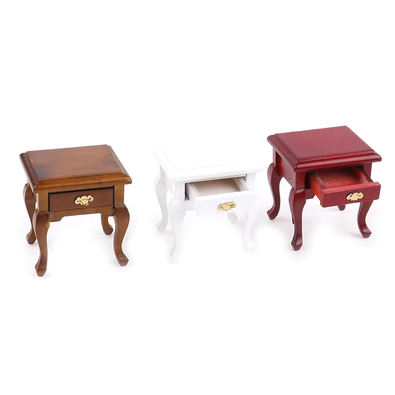 【BS】1:12 Wooden Bedroom Dollhouse Miniature Bedside Furniture Accs