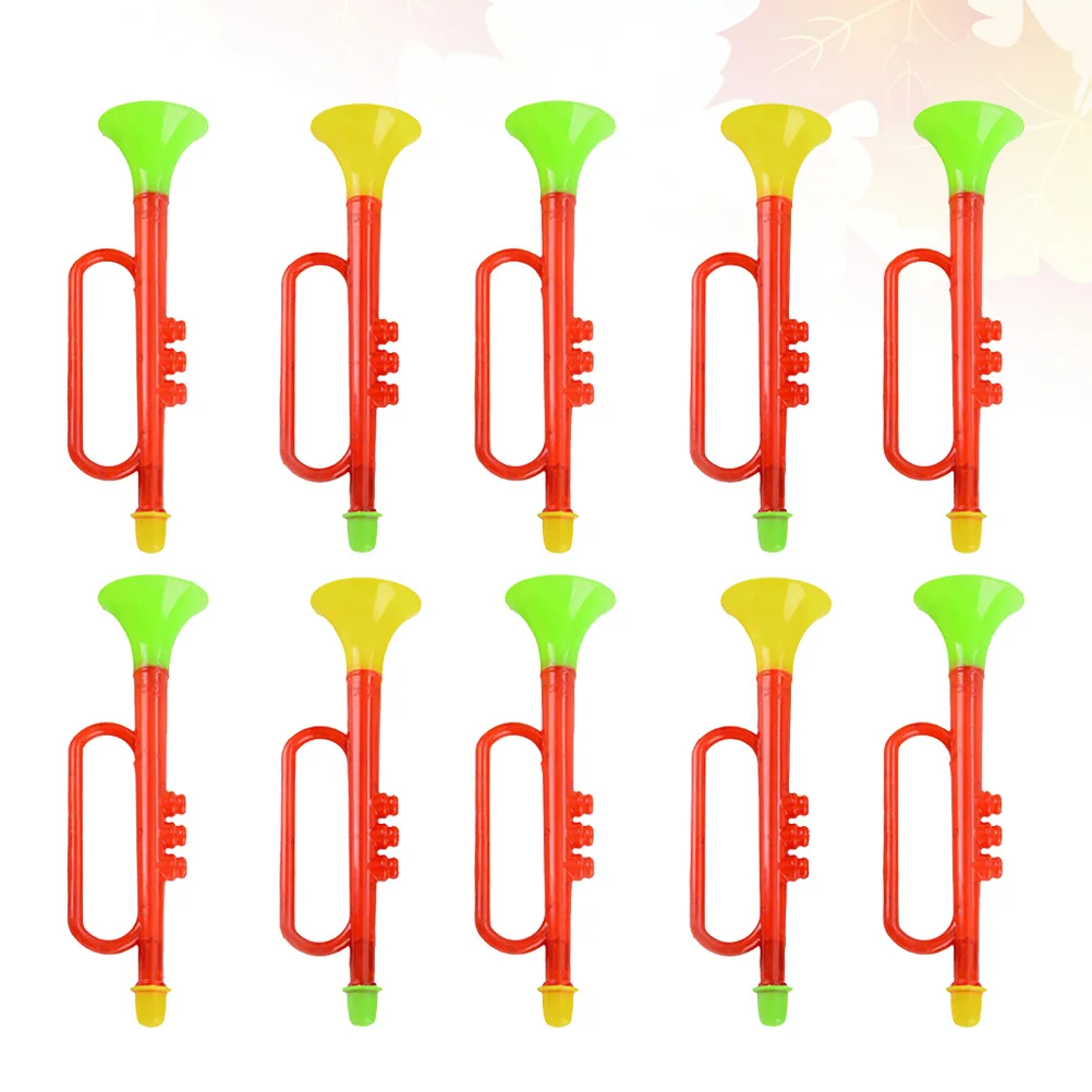 10 stuks kinderen plastic trompet muziekinstrument leuk educatief cadeau voor kinderen verjaardag willekeurige kleur