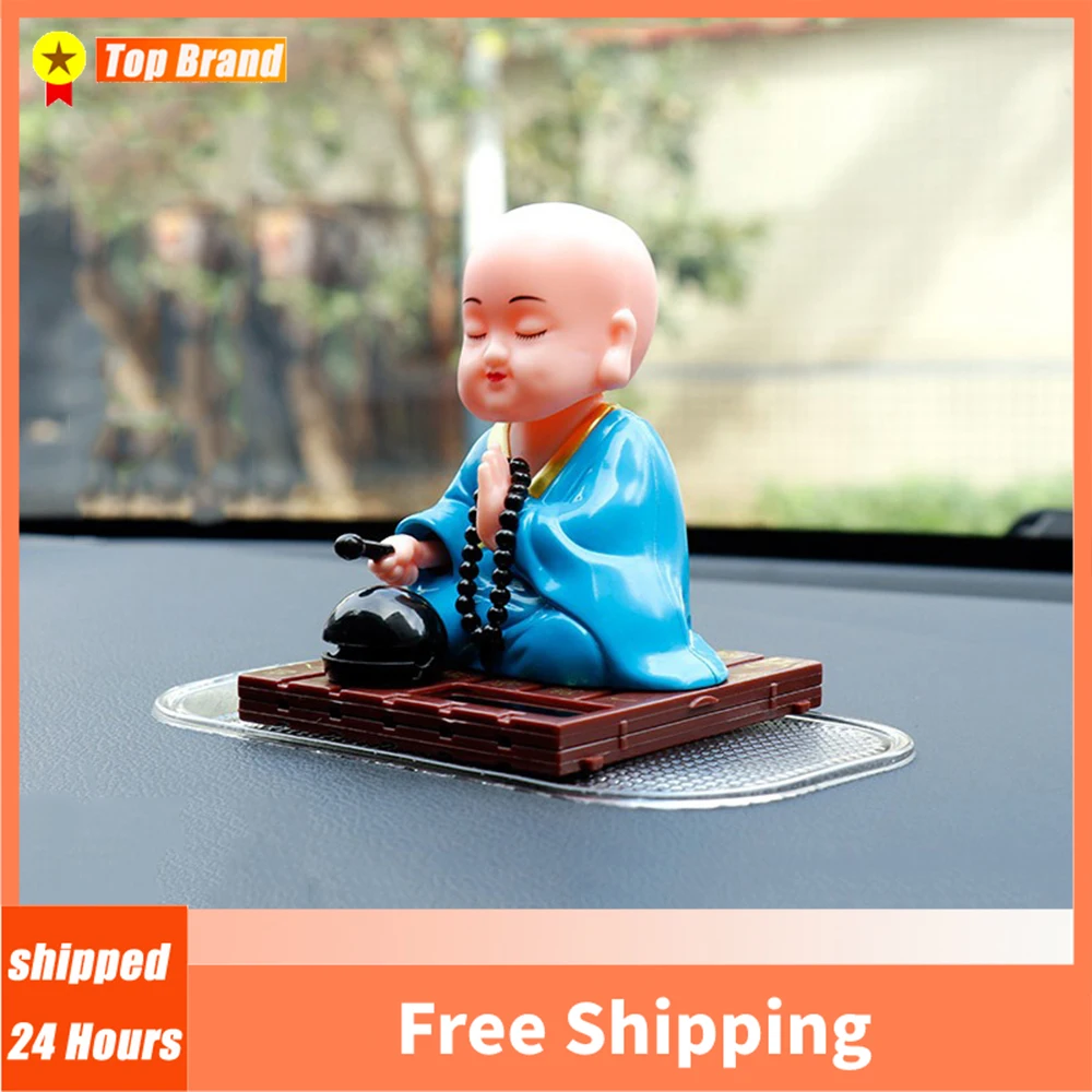 

Solar Shake Head Buddhist Monk Figurines Statues Bobble Dancing Toy Car Dash Board Home Office Decorations Car Accessories