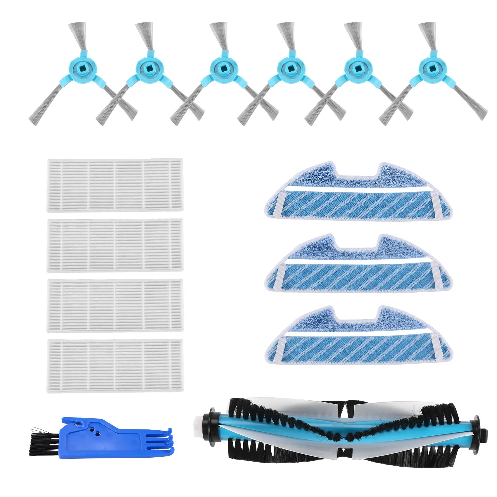 Newest! Accessory for Cecotec Conga 1490 Robot Vacuum Cleaner Spares Pack of 1 Main Brush, 4 Hepa Filters, 6 Side Brushes, 3 Mop
