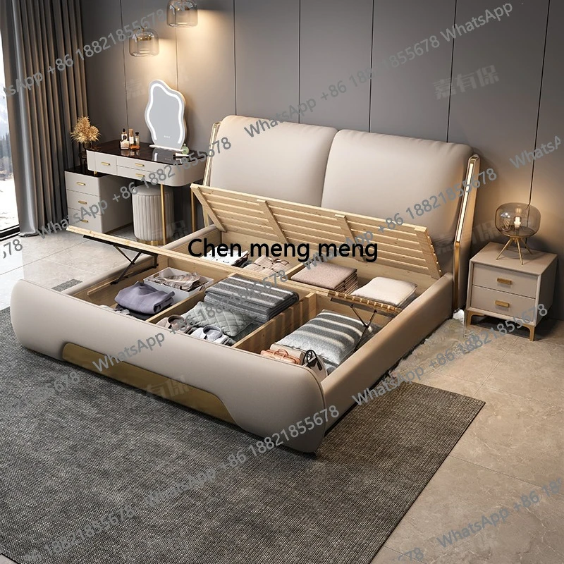 Pillows Aesthetic Bed Master Bedroom Unique Luxury Headboard Bed Double King Size Frame Letto Matrimoniale House - view 5