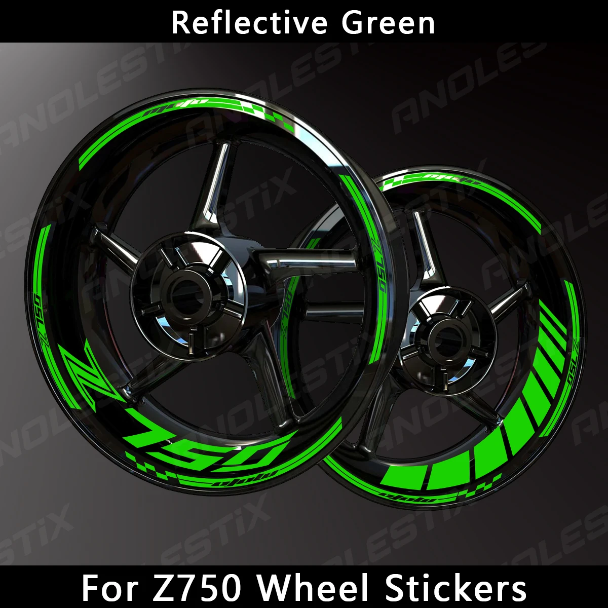 AnoleStix Reflective Motorcycle Wheel Sticker Hub Decal Rim Stripe Tape For Kawasaki Z750 2024 20223 2022 2021 2020 2019 2018