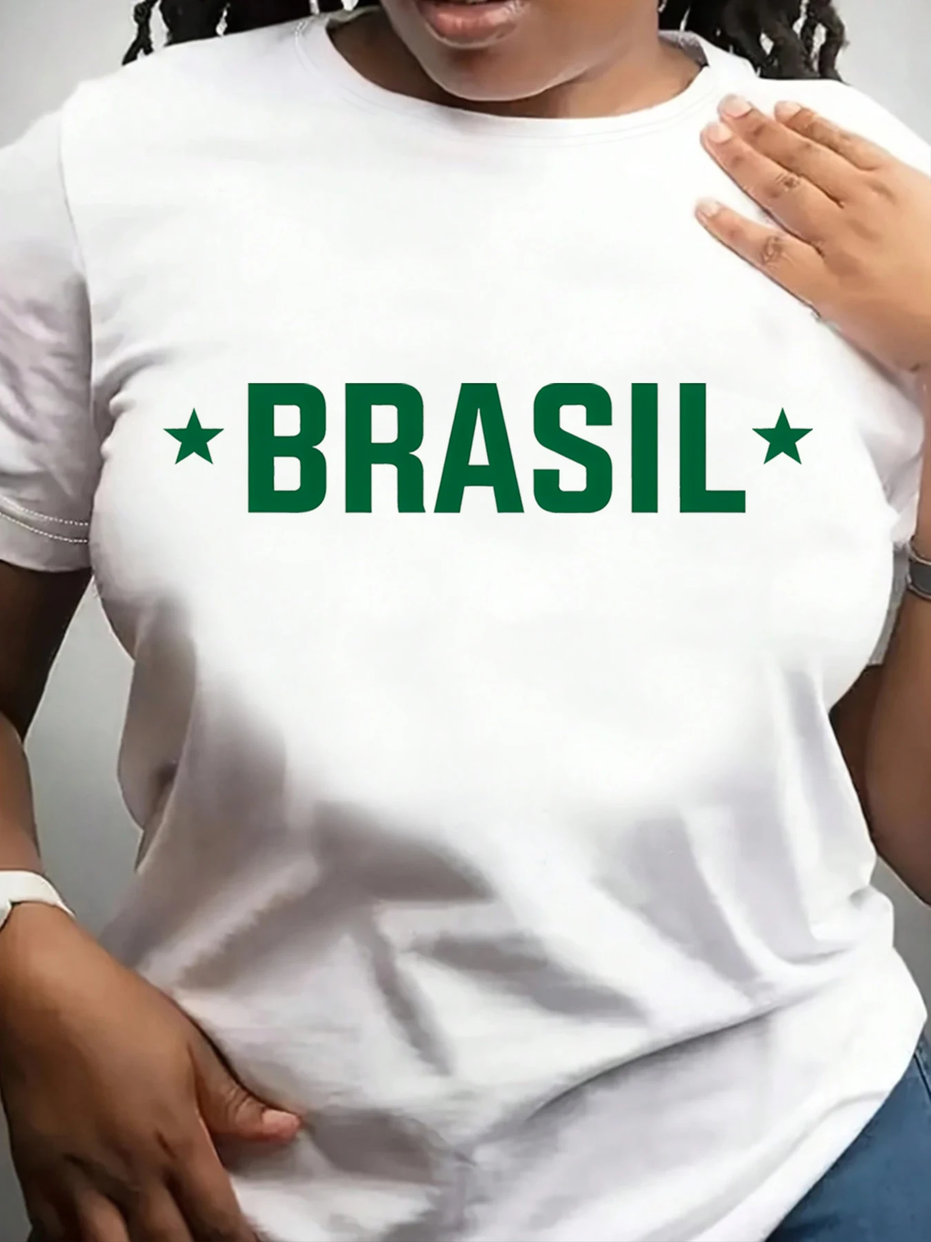 

【ZXH11215】Trendy letter printed women's plus size round neck T-shirt summer casual short sleeved top street fashion versatile