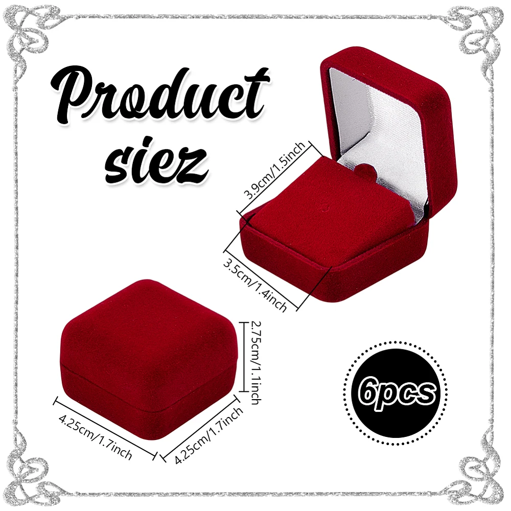6pcs Velvet Badge Display Box Red Jewelry Lapel Pin Gift Box Presentation Display Boxs Badge Storage Display Case for Brooch