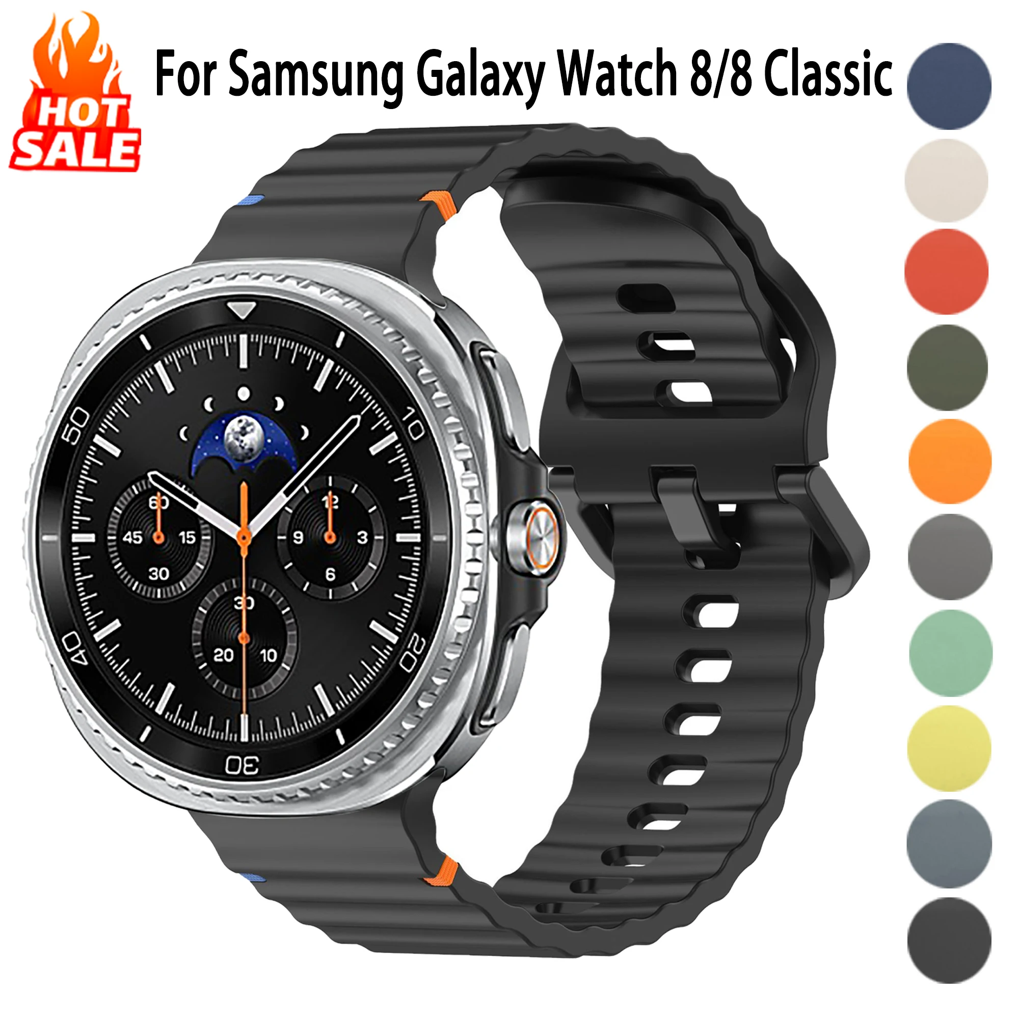 Original Silicone Band For Samsung Galaxy Watch 8 40mm 44mm Correa pulseira Bracelet Galaxy Watch 8 Classic 46mm Sport Strap