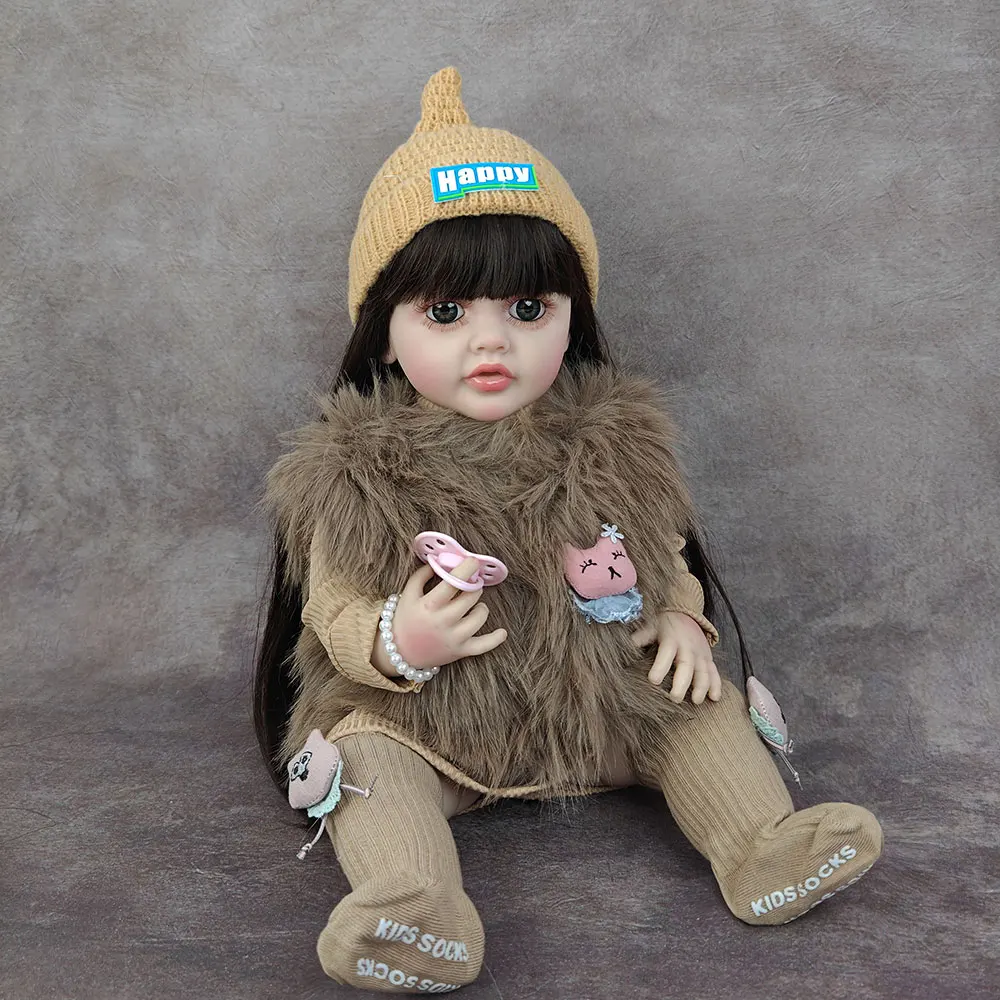 55 cm 22 pollici realistica bambola rinata con corpo in silicone completamente morbido vivo neonato Bebe bel vestire giocattolo regalo di compleanno