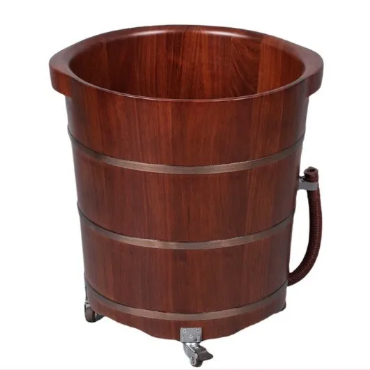 Foot bucket wooden bucket with wheels massage foot bath foot bath wooden basin over calf oak with pulley