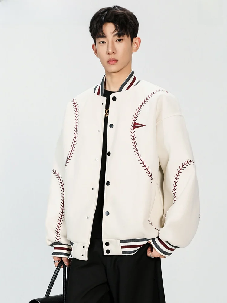 

American Retro Baseball Collar Jaet for Men Spring Trendy Loose Sports Jaet for Teenagers Casual Couple Tops