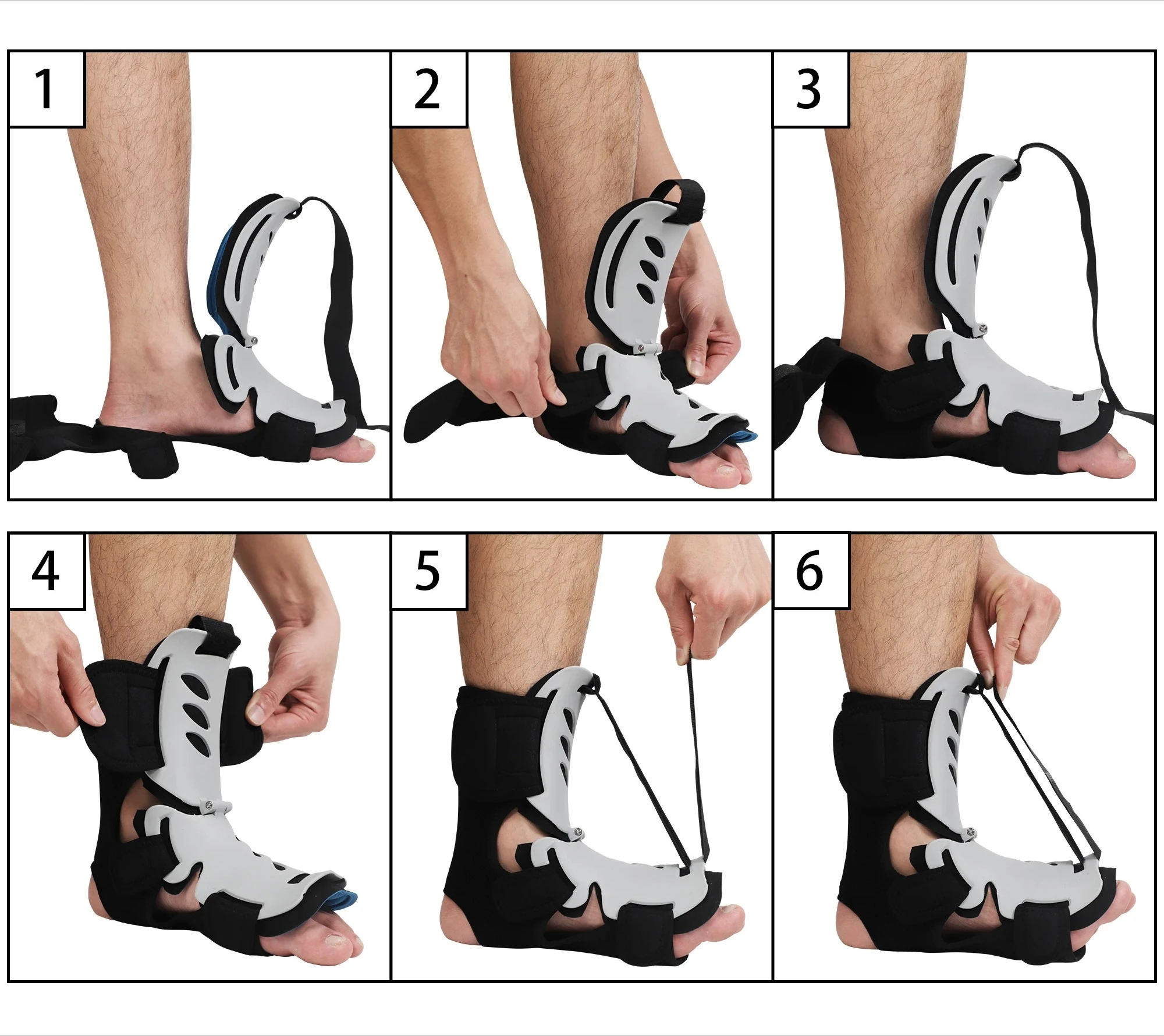 Customizable Plantar Fasciitis Night Splint with Hard Spiky Massage Ball for Foot Pain Relief by Achilles Tendonitis