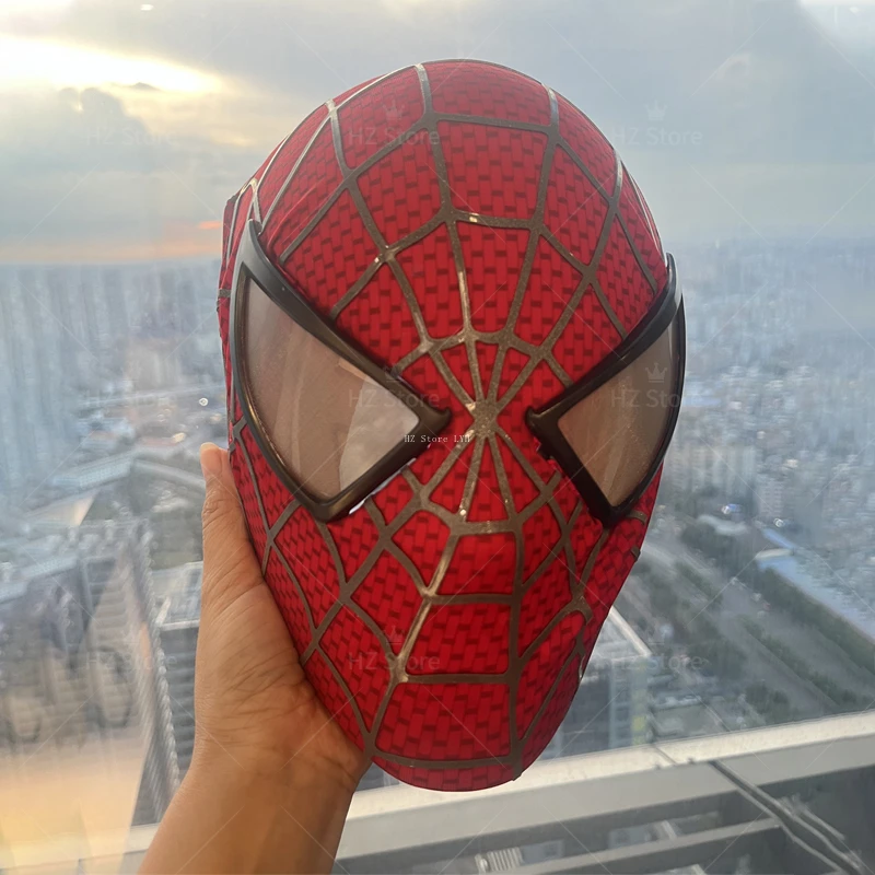 Spiderman-ケース付きスパイダーマンマスク,磁気顔付き,3D Webs