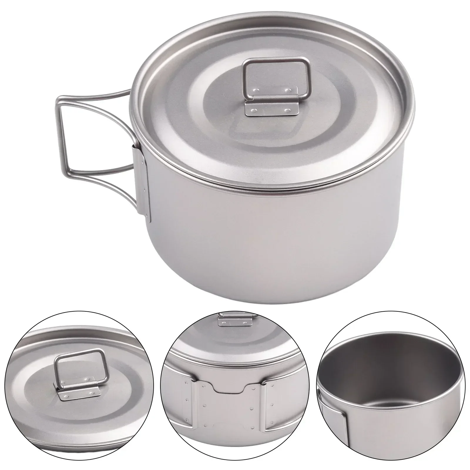 Titanium Bowl With Folding Handle Camping Bowl 450ml/600ml No Lid/with Lid Dinner Food Container Outdoor Pan Camp-Cooking - view 3