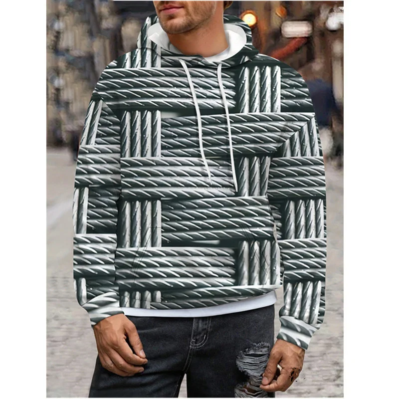 3D Printed Geometric Hoodies For Men Exquisite Pattern Pullovers Autumn Casual Hooded Loose Tops Sweatshirts Kids Long Sleeves