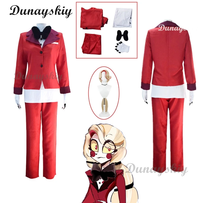 Anime Charlie Morningstar costumi Cosplay Charlie Hazbin uniforme abiti Charlie Hotel Halloween Carnival Party Cos donna uomo