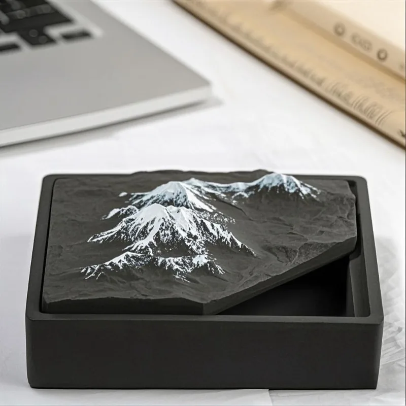 Creative Snow Mountain Ashtray Cement Large Lid Home Living Room Desktop Nordic Ornament for Boyfriend's Birthday Gift