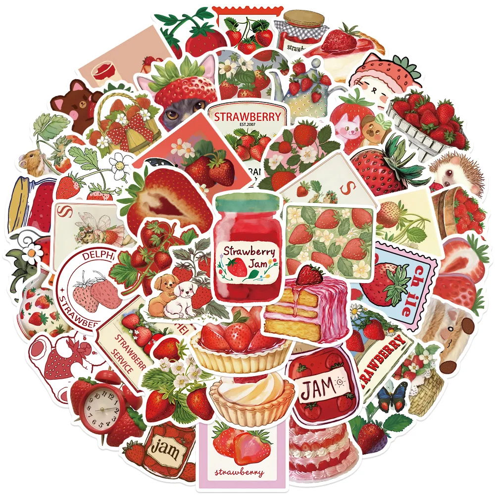 

10/30/50PCS Cartoon Fruit Strawberry Cake Sticker Ins Style Personalized Creative Graffiti Decal Kids Toy for Refrigerator