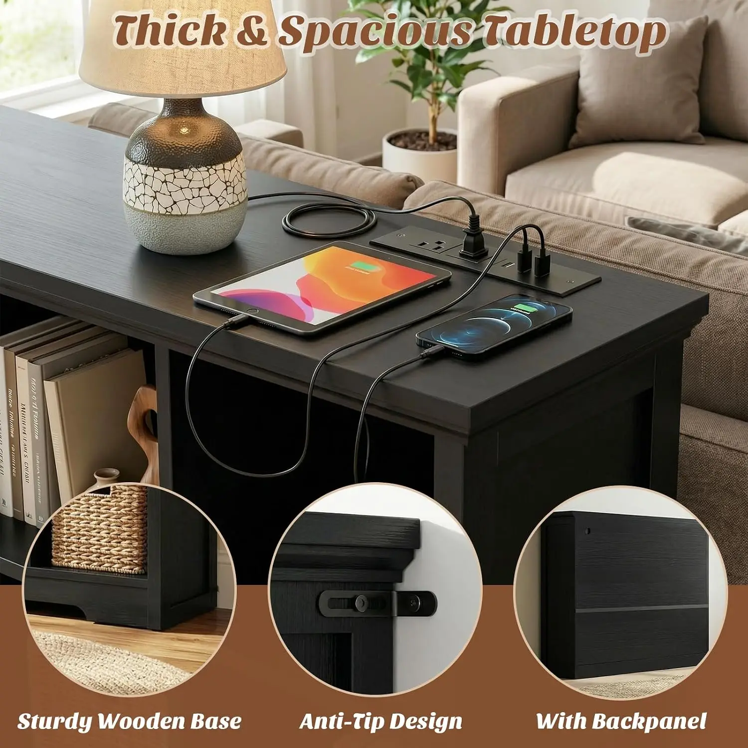 Wooden 12-Cube Storage Organizer with Charging Ports, 4-Tier Open Cubbies Bookshelf Display Shelf for Home & Office, Customized