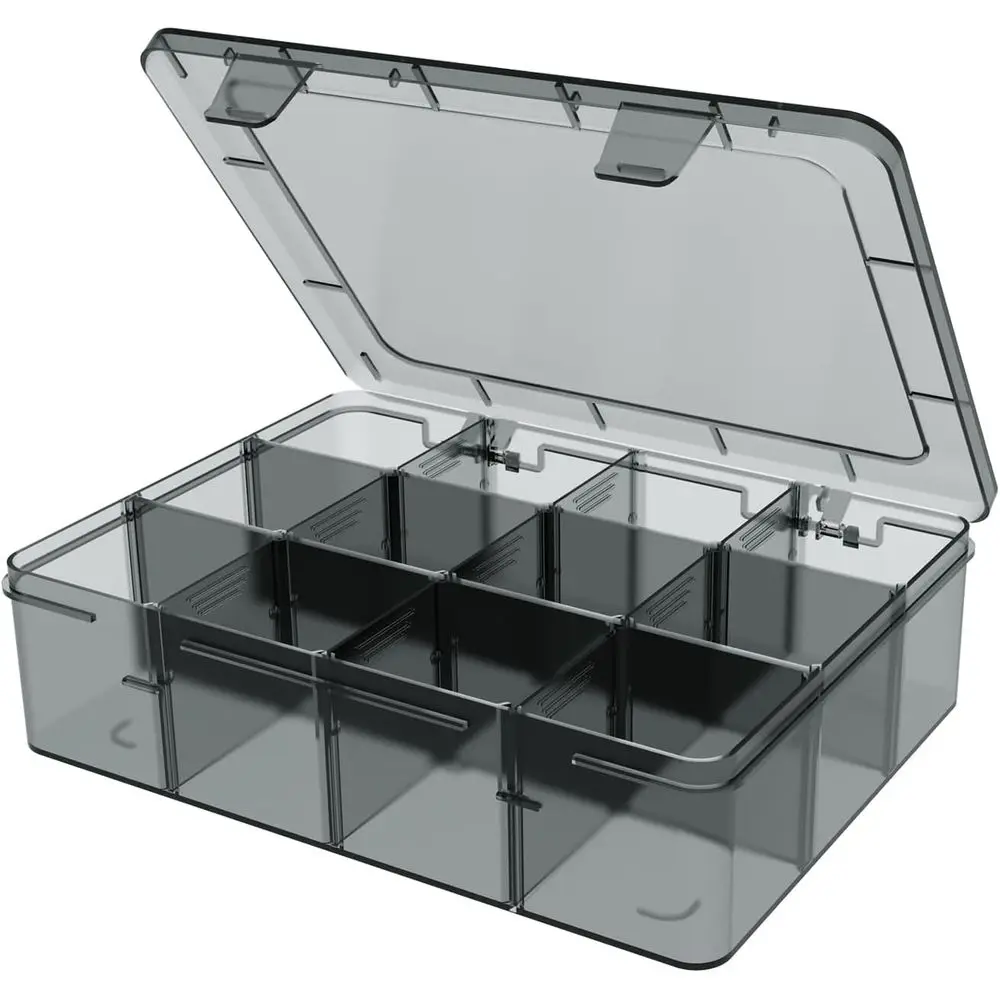 

Прозрачный пластиковый контейнер для хранения на 12 ячеек со съемными разделителями для бусин и мелких предметов
