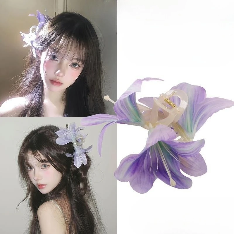 

Beautiful Lilies Flower Hair Claw for Women Girls Hair Crab Clip Ponytail Hairpins Barrettes Beach Summer Headwear Accessories
