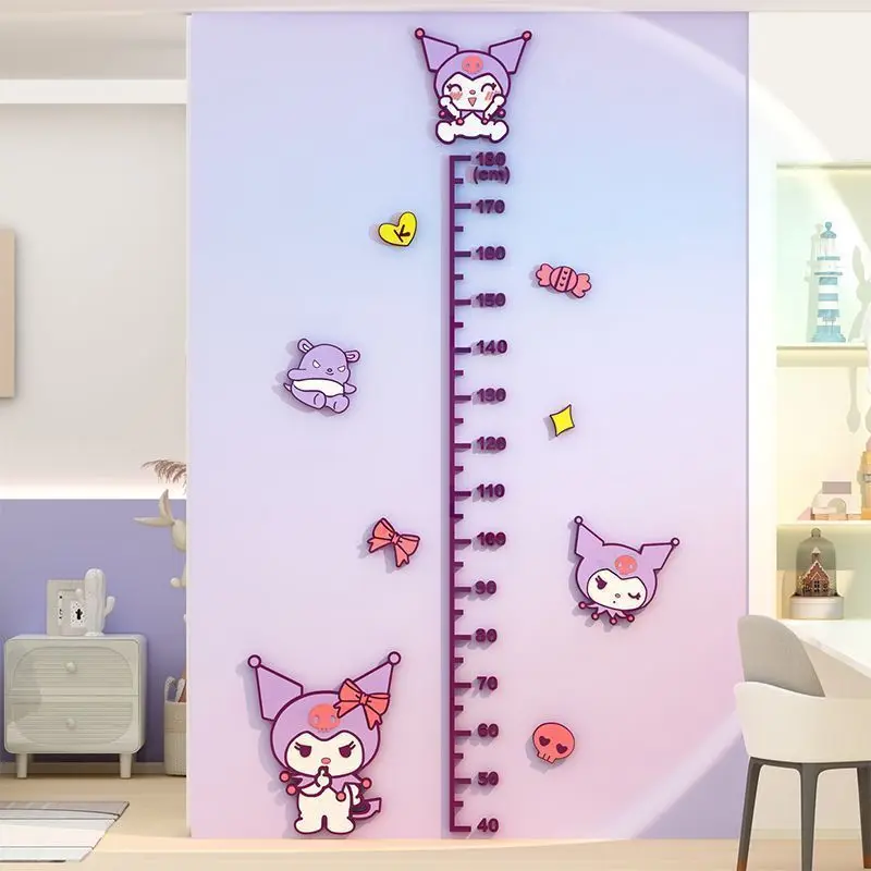 

Sanrio Kuromi Girl Princess Headboard Height Measurement Wall Stickers Bedroom Children Room Decoration Supplies