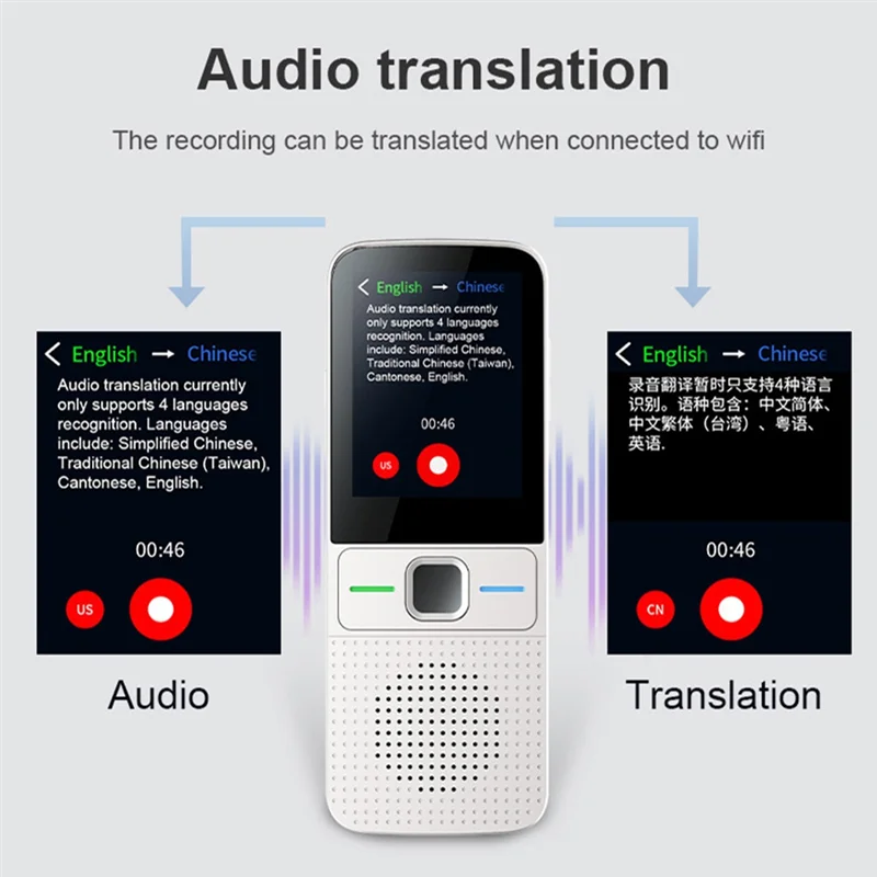 B68A T10 Smart Voice Translator Instant Real-Time Translation 137+ Languages, Powered Offline Capabilities A