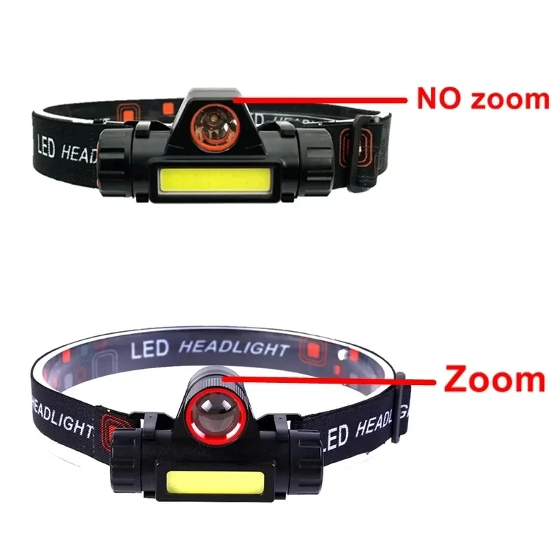 Portable Mini Powerful LED Headlamp XPE+COB USB Rechargeable Hunting Headlight Waterproof Head Torch with Side Magnetic Design