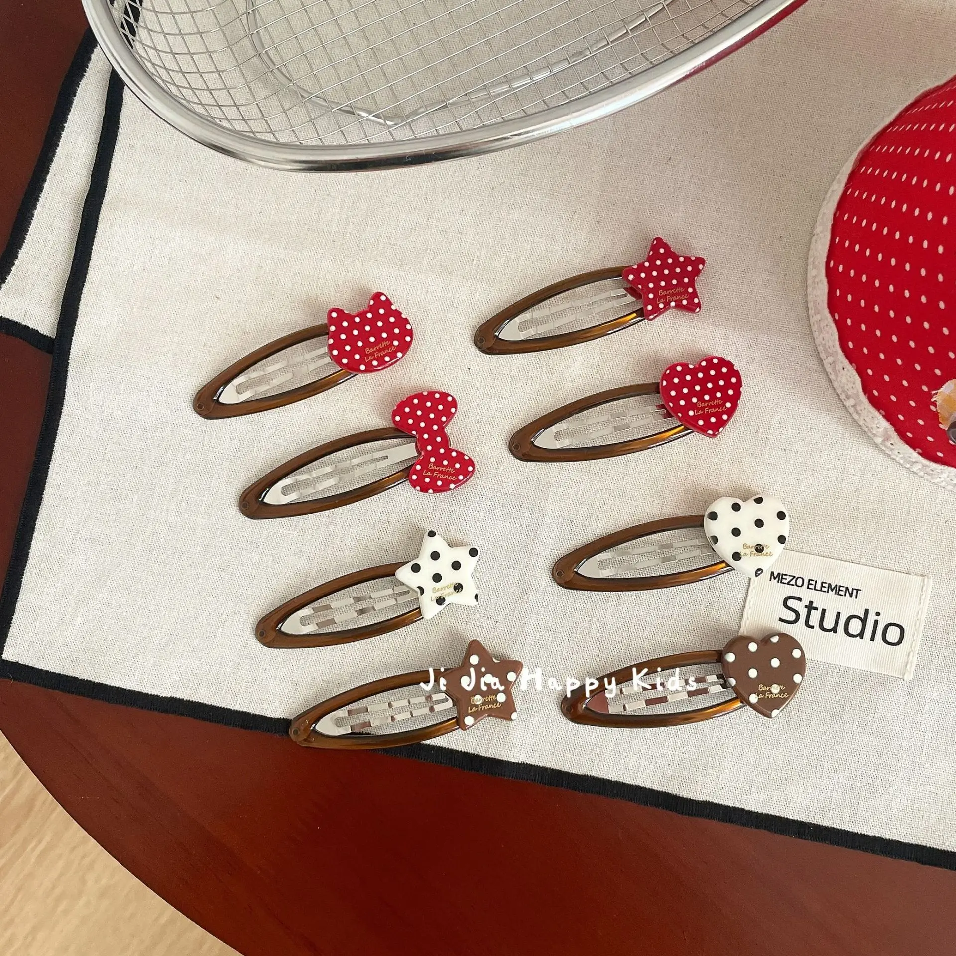 Hair Clips Red Polka Dot Heart Jelly Resin BB Clip Sweet Girls Cute Side Bangs Headwear Accessories Portable Lightweight Small