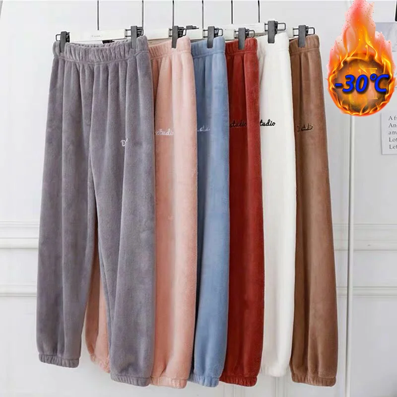 Winter Women Underwear Thermal Warm Trousers Velvet Pajama Pants Waist Home Women Casual Cashmere Trousers Autumn