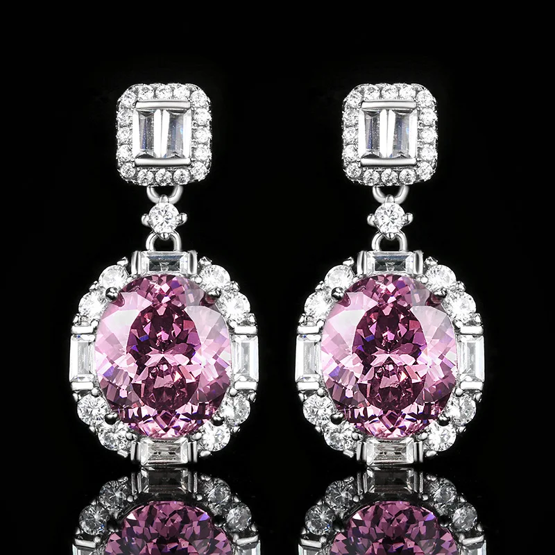 New jewelry with copper base, gold-plated, ice-type fluorescent red corundum vintage earrings 10*12