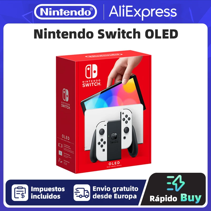 Nintendo Switch OLED Video Game Console with Joy Con 7 Inch OLED Screen TV Tabletop Handheld Mode 64GB White and Blue Red Set