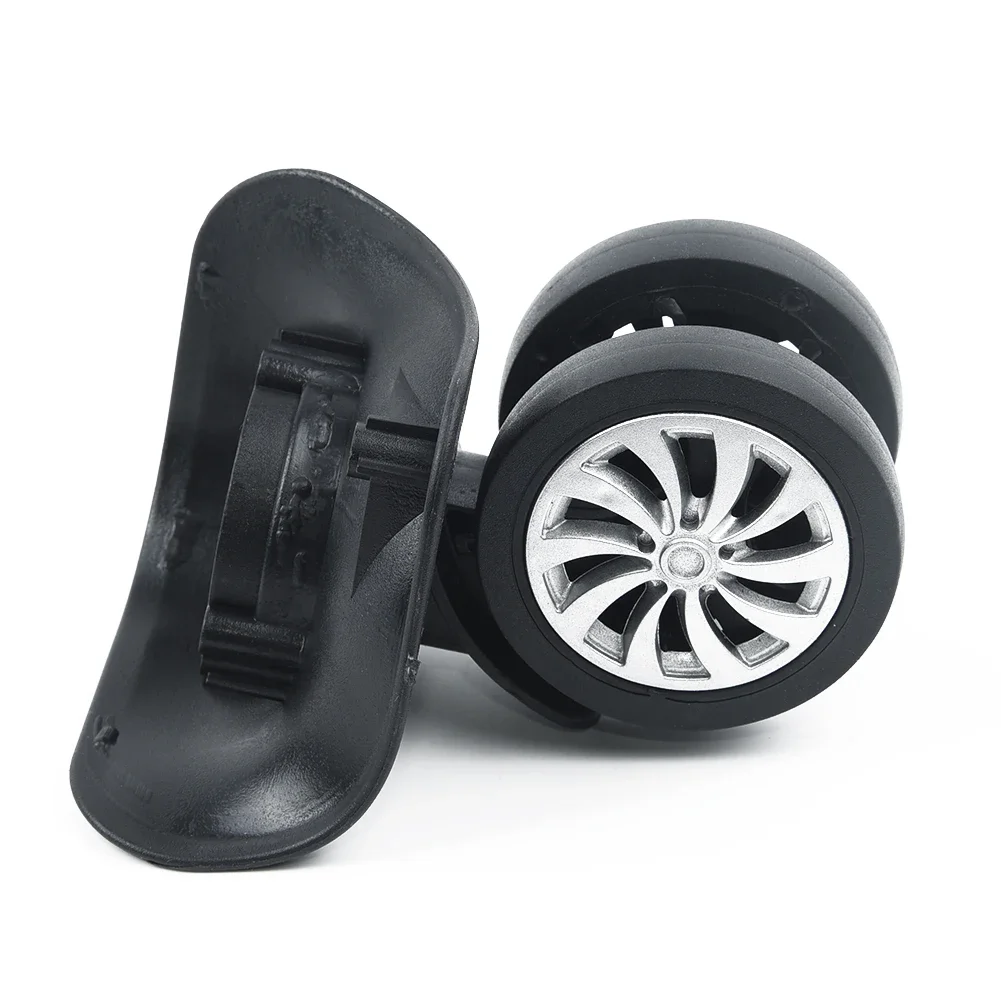 Set of 4 Black Dual Roller Wheels, Replacement Luggage Suitcase Wheels, DIY Friendly, Suitable for Bags and Trolley Cases