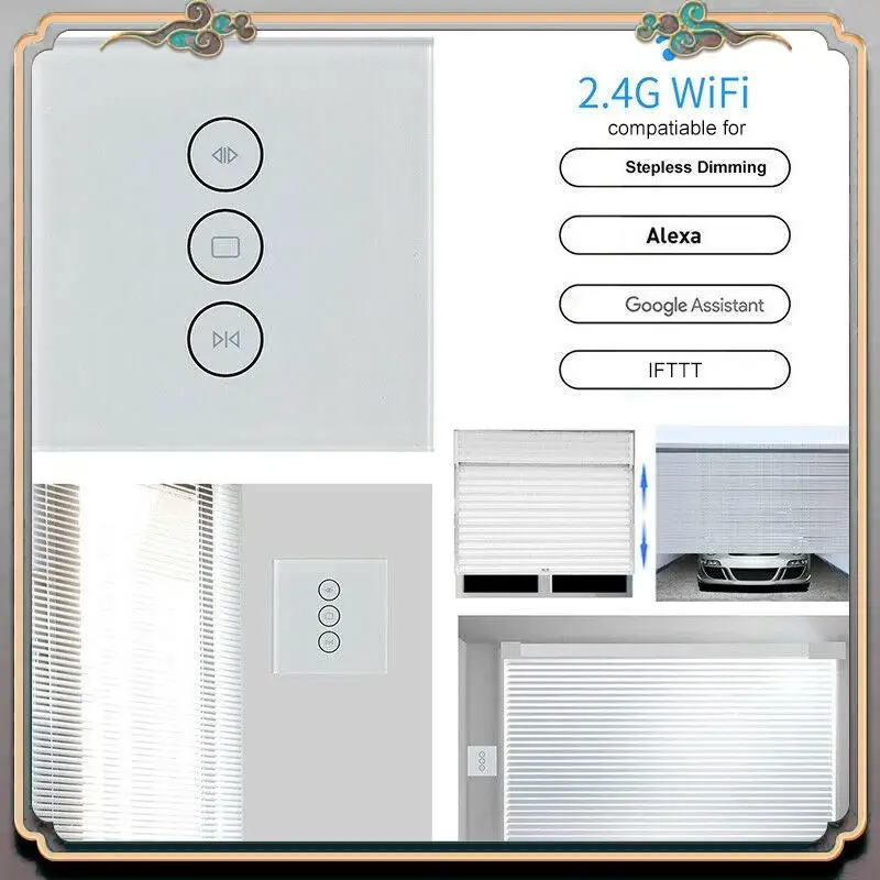 

Durable 86Mm Wifi Smart Curtain Switch Remote Control Smart Roller Shutter Switch Compatible For Alexa/Amazon ECHO/Google Home
