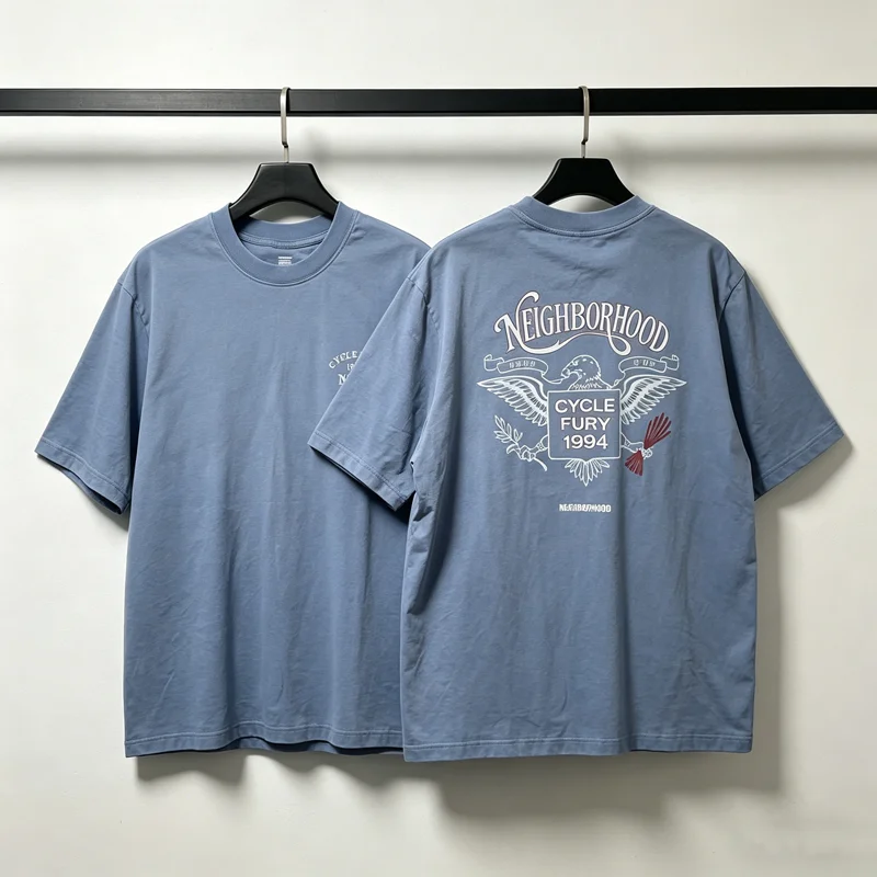 

Gray Blue 1994 NBHD Eagle Print T Shirt Japan Men Women Best Quality Loose Short Sleeve Round Neck T-shitrt Tops Tee