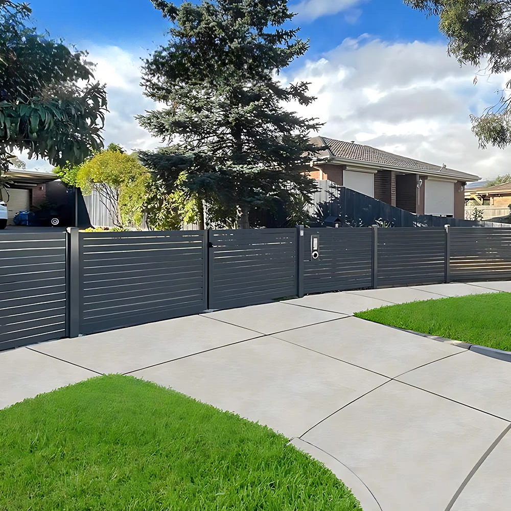 Modern Design Modular Fences Aluminum Metal Horizontal Yard Privacy Slat Fencing Panels Outdoor Garden Fence