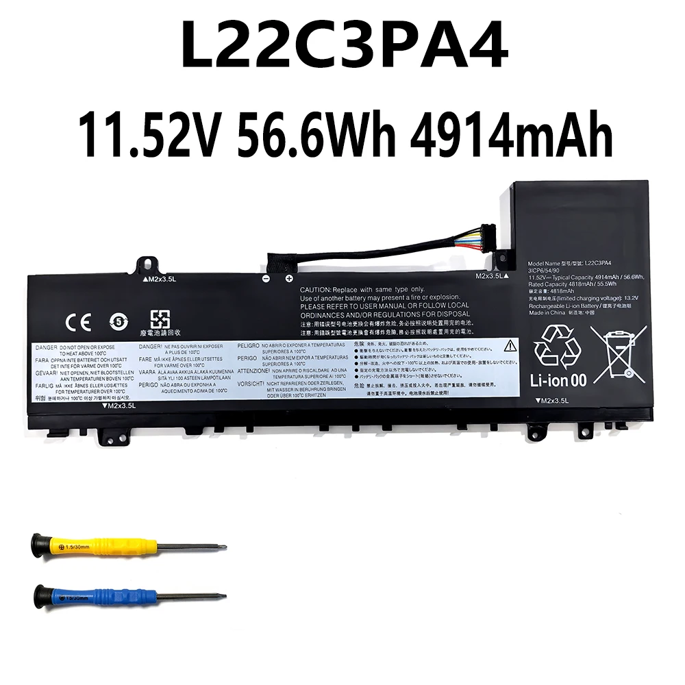 

L22C3PA4 11,52 В 56,6 Втч 4914 мАч Аккумулятор для Lenovo IdeaPad Slim 5-14ABR8 5-14IAH8 5-14IRL8 L22L3PA4 L22M3PA4 Бесплатные инструменты