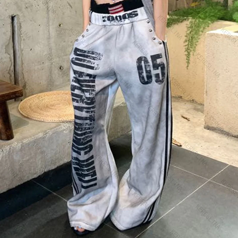 

Модные повседневные брюки в стиле хип-хоп и рок Y2k, субкультура, стиль тысячелетия, винтажные готические мужские и женские универсальные брюки в стиле Харадзюку