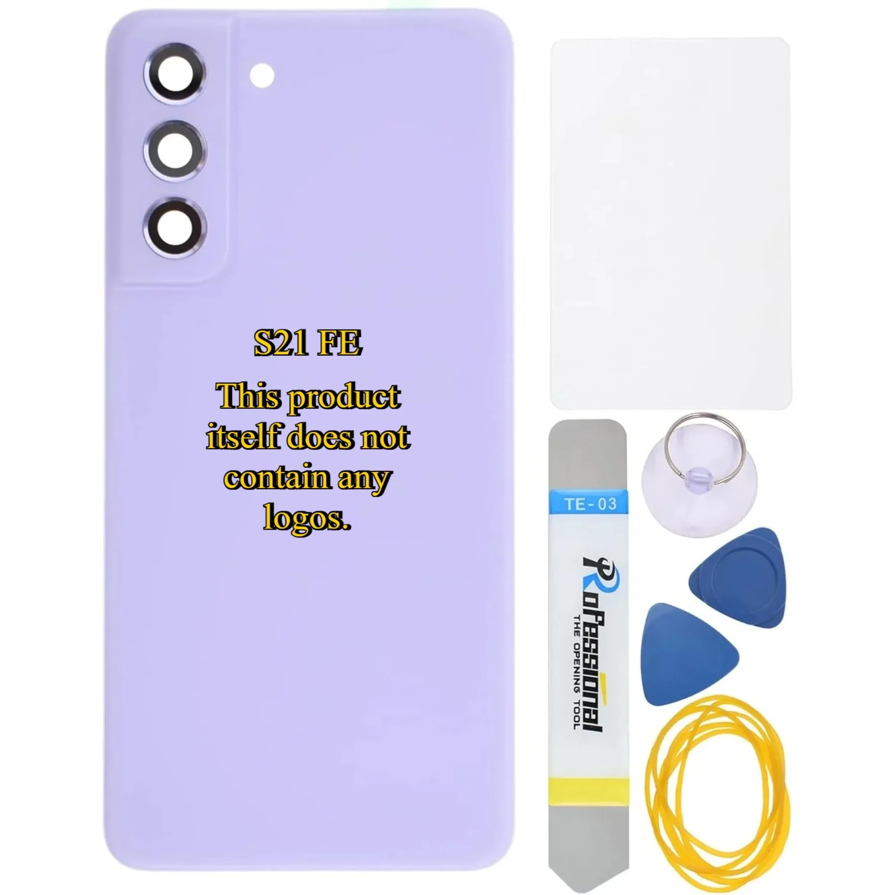 S21 FE 5G Plastic Back Panel, No Logo, Camera Frame & Lens, Pre‑Installed Adhesive Replacement Part