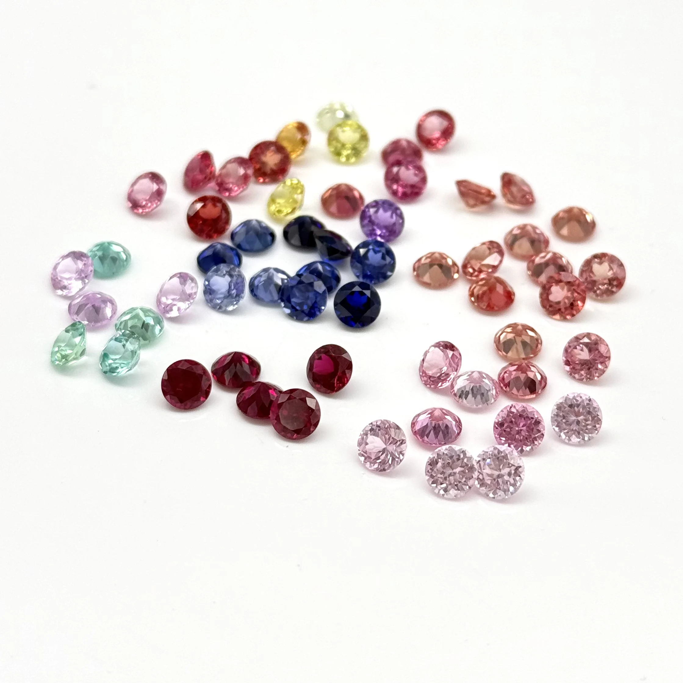 Lab Grown Sapphire Round Shape 1-3mm Multi Color Loose Gemstone, Micro Pave Small Stones for Fine Jewelry Setting DIY Making