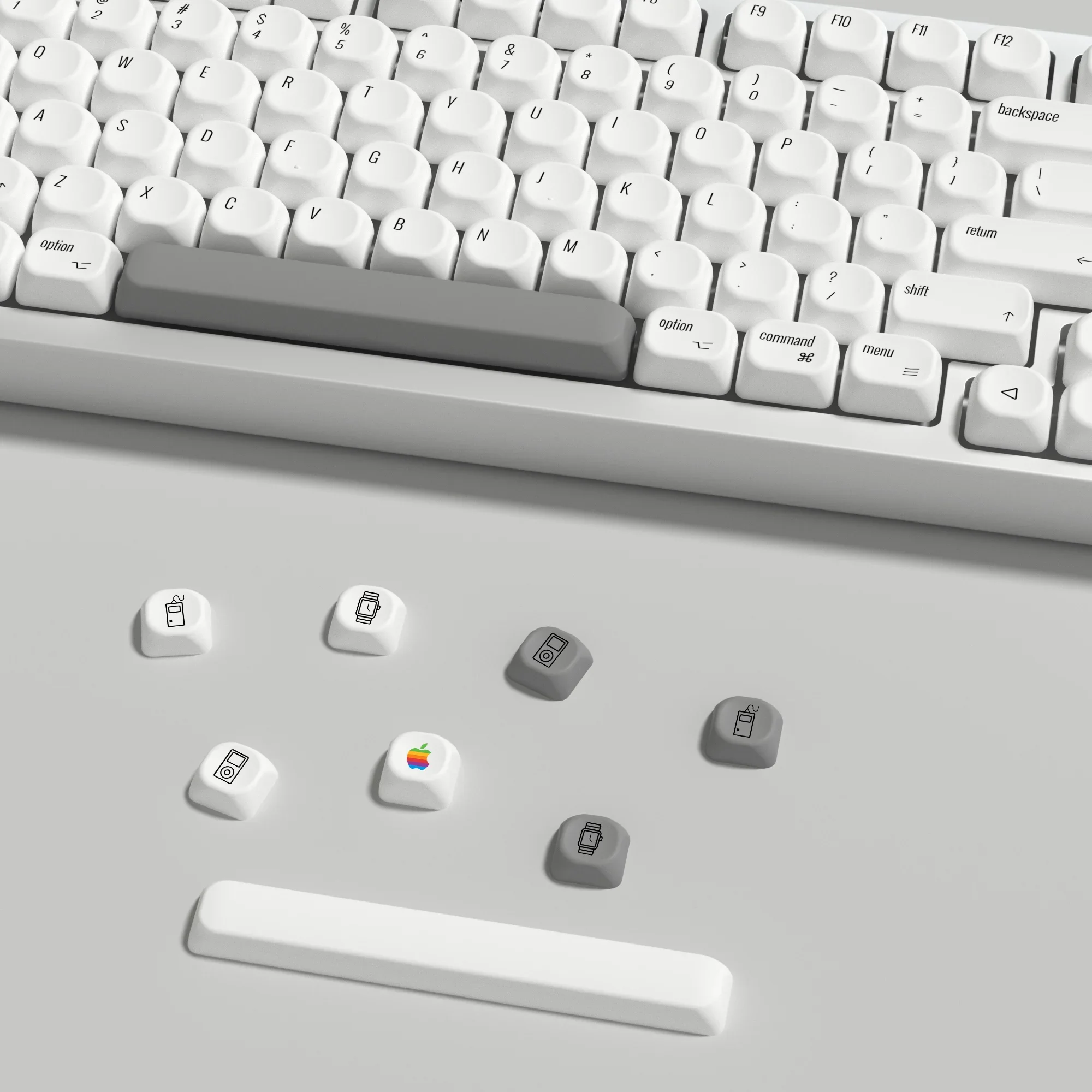 KBDiy KOA Profile Retro MAC Style Keycap Custom White PBT Keycaps ISO for MX Switches ACE68 RAINY75 AK74 gx87 crush80 raven68