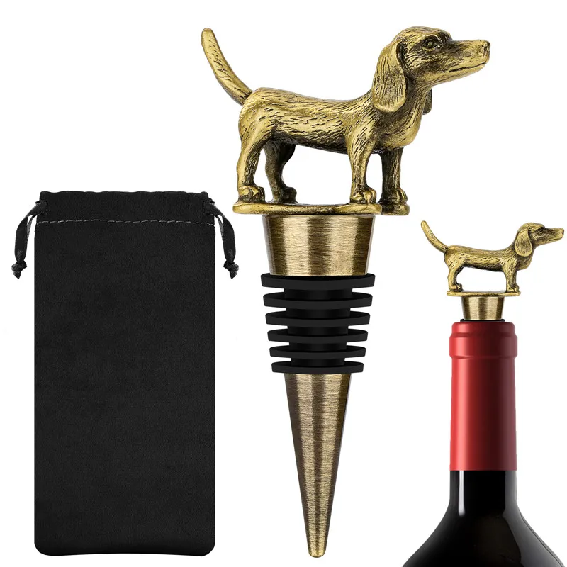 

Portable Dachshund Wine Stopper Animal Sausage Dog Pet Shape Bottle Stoppers for Home Party Barware Wedding Accessory Gift