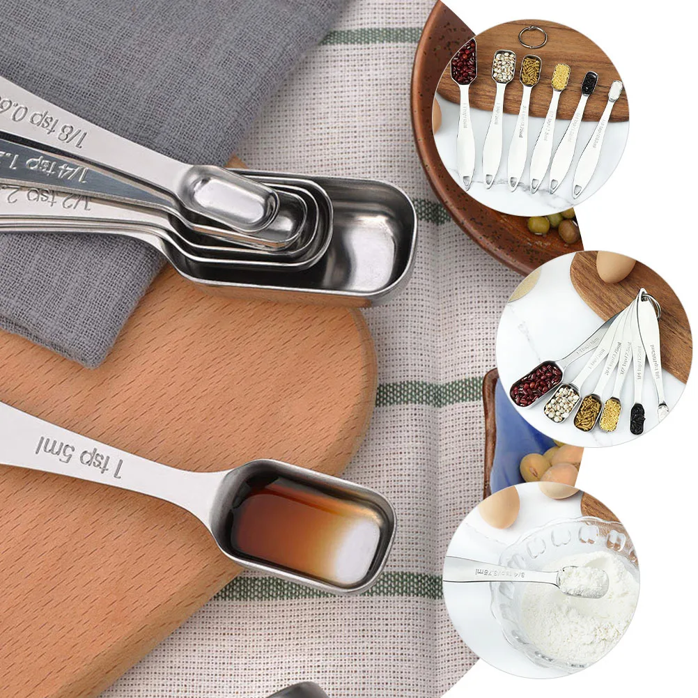 

6Pcs Measuring Spoon Set Stainless Steel Multi Purpose Tablespoons Teaspoons for Cooking Baking Coffee Seasoning
