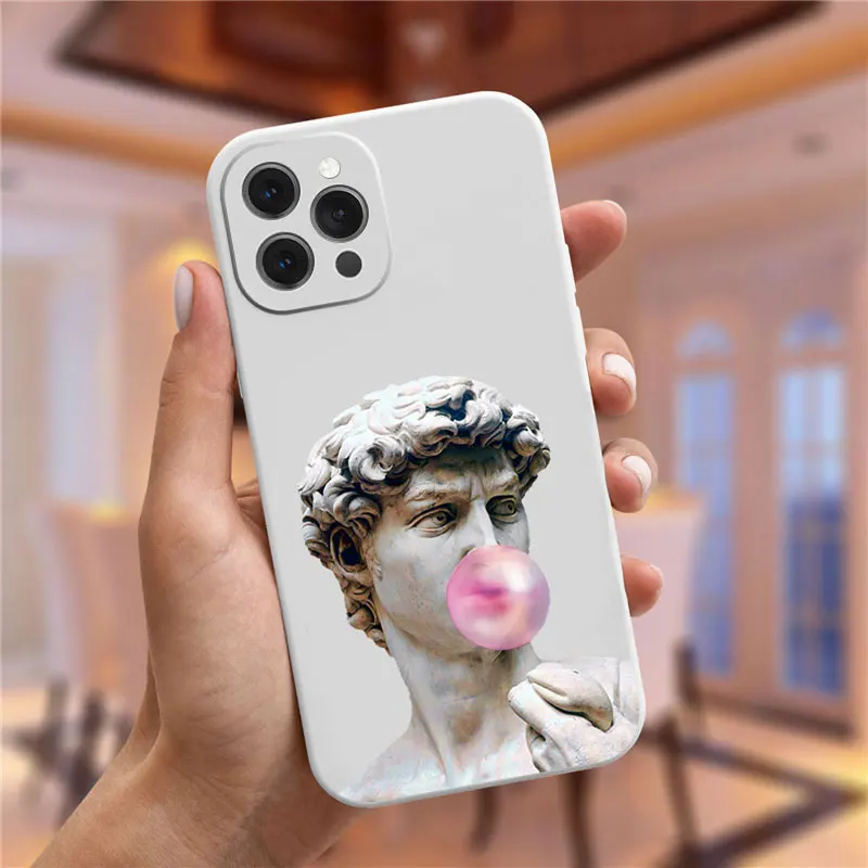 الفن فريسكو مايكل أنجلو خلق آدم جراب هاتف آيفون 11 12 13 14 15 16 17 برو ماكس 14 16 زائد 17IAR ديفيد خطوط غطاء #3