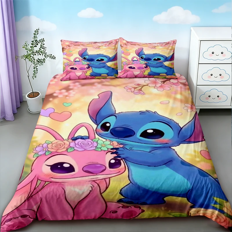 

Kids Stitch & Lilo Duvet Cover Quilt Cover Soft Comfortable Cartoon Bedding Set for Bedroom Home Queen King Size