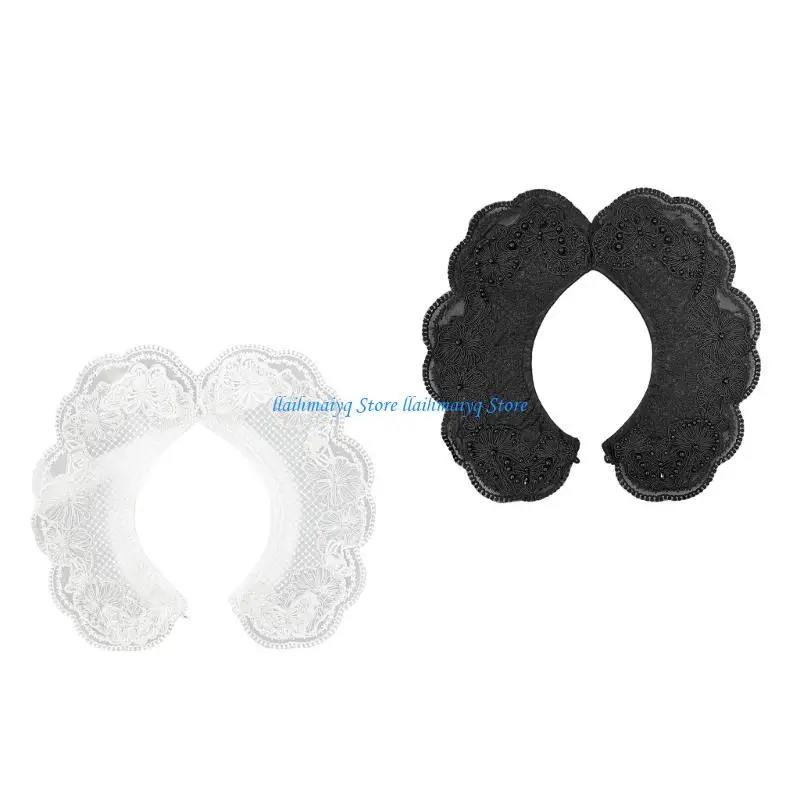 573B Detachable Collar Artificial Pearls Decorative Collar for Formal Casual Occasion