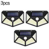 100 LED Solar Wall Lights 3Pcs Outdoor Solar Lamp PIR Motion Sensor Solar Powered Sunlight Street Light for Garden Light