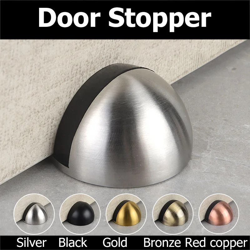 1/5pcs 304 Stainless Steel Door Stopper Rubber Semi-circular Non Impact Handle Anti-collision Non-Magnetic Door Stopper