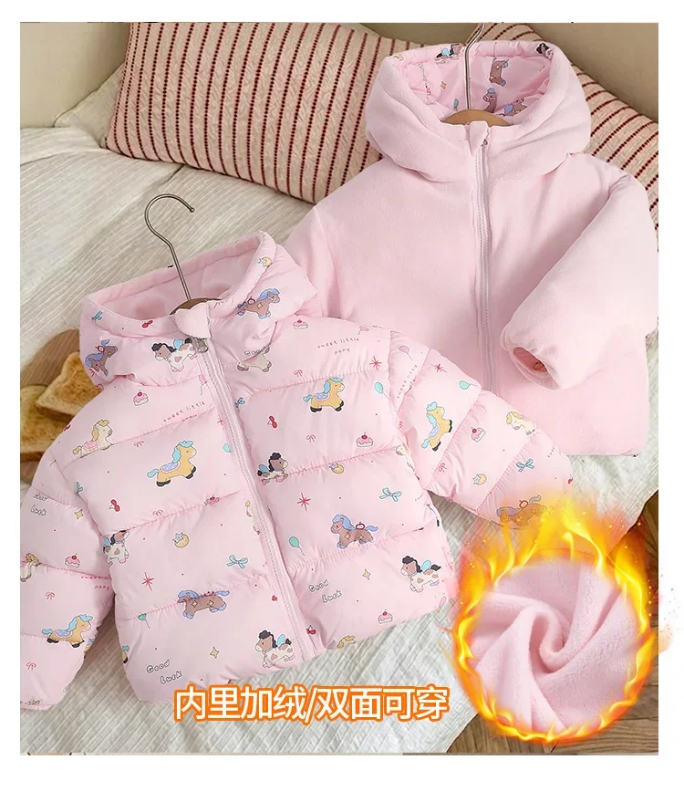 Baby Herbst-Winter-Stil Kinder-Baumwollkleidung Jacke mit Taschen Einfarbige Daunenjacke Kleinkind-Mantel Langarm Baby-Baumwollkleidung – Detail 3